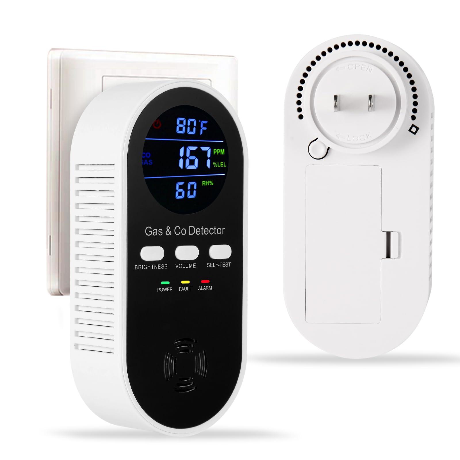 Co Detector Plug - 5-in-1 Carbon Monoxide Alarm Natural Gas