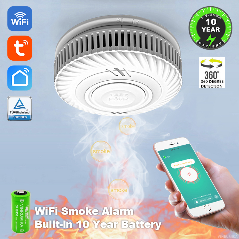 Smoke Detector Interconnected - WiFi Tuya Smart Smoke Detector With