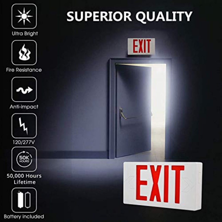 Ultra Slim LED Exit Sign, Red  - Emergency Exit Sign reseña y precio