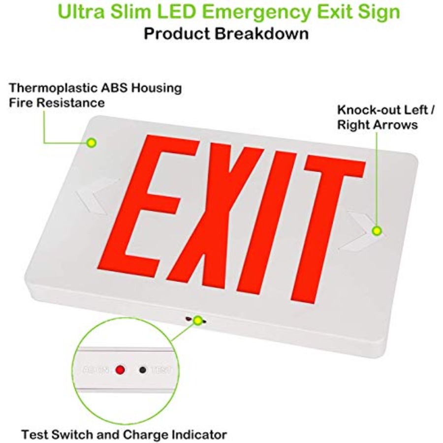 Ultra Slim LED Exit Sign, Red  - Emergency Exit Sign reseña y precio