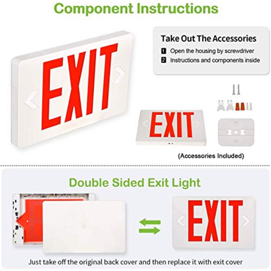 Ultra Slim LED Exit Sign, Red  - Emergency Exit Sign reseña y precio