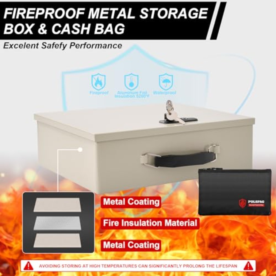 Fireproof Document Box with Ke - Fire Safe Document reseña y precio