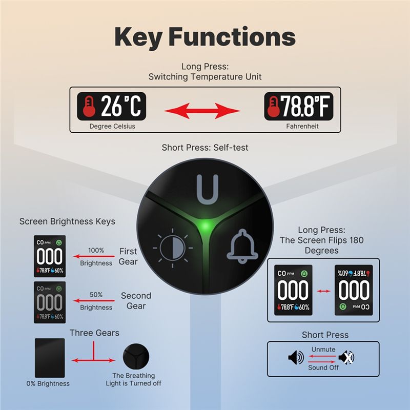 Built-In CO Monitor Alarm Soun - Co Detector Plug reseña y precio