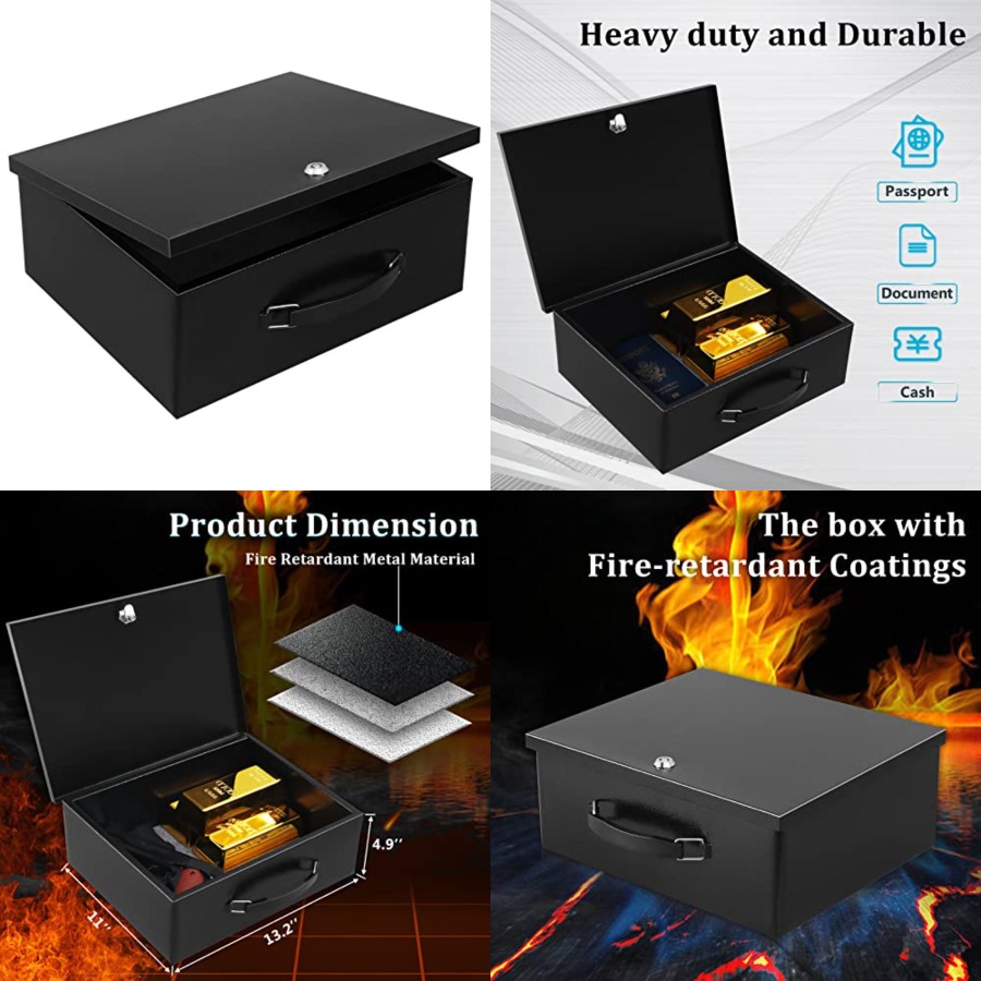 Portable Metal Safe Box with K - Fire Safe Document reseña y precio