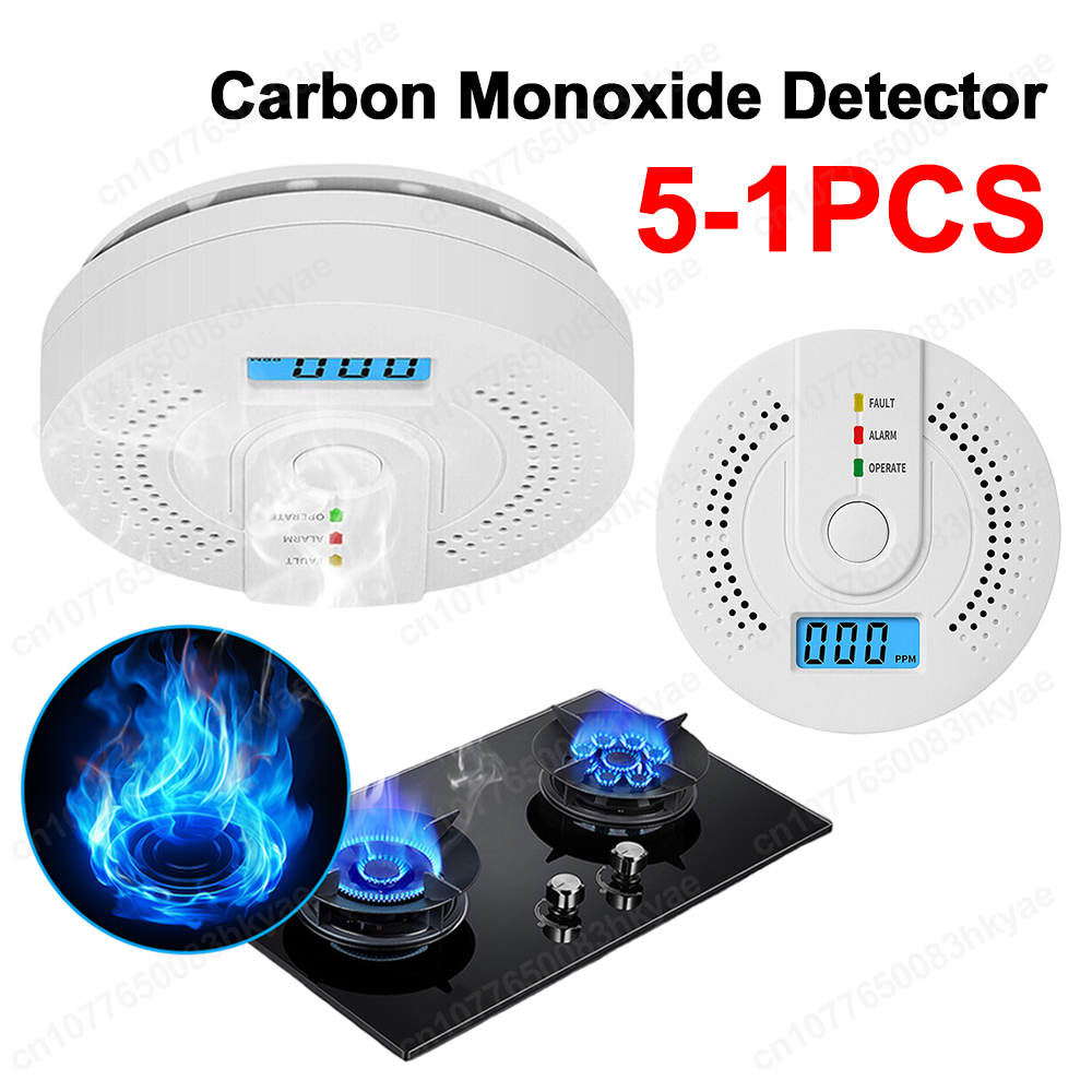 5-1PCS Digital Carbon Monoxide - Smoke Detector Interconnected reseña y precio