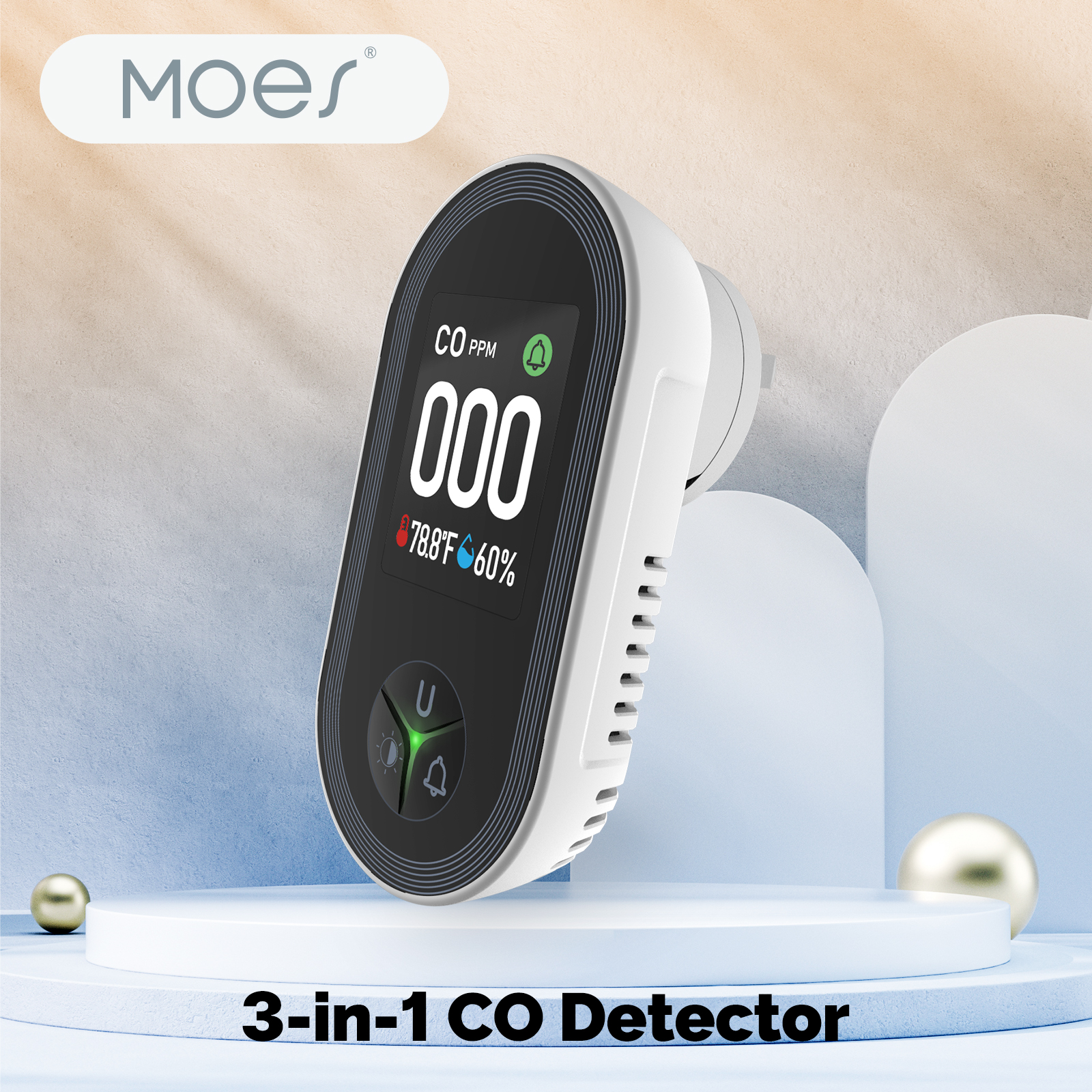 MOES 3-in-1 Plug-in CO Detecto - Co Detector Plug reseña y precio
