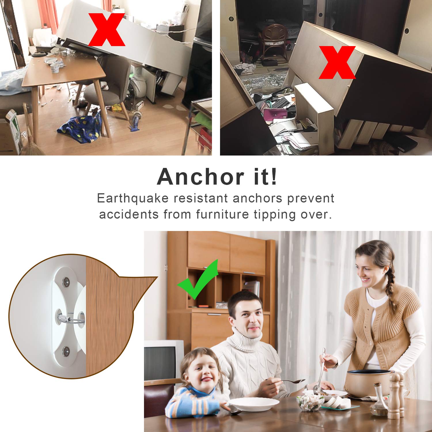 Furniture Anchors (10 Pack), F - Earthquake Anchor Strap reseña y precio