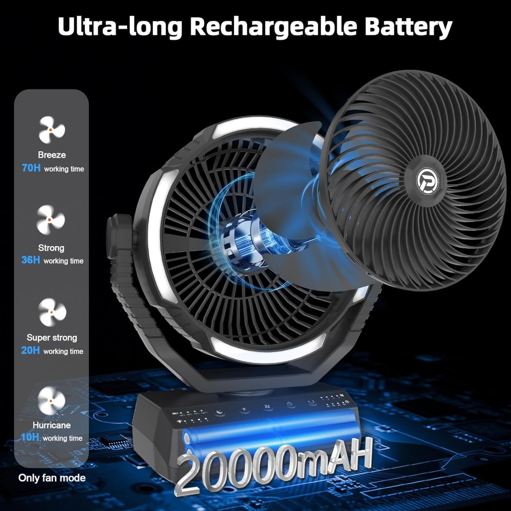 20000mAh Camping Fan with Ligh - Power Outage Light reseña y precio