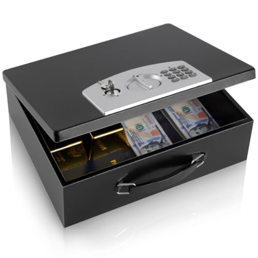 Portable Metal Safe Box with D - Fire Safe Document reseña y precio