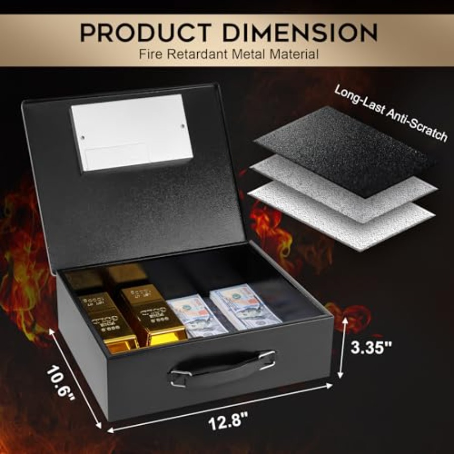 Portable Metal Safe Box with D - Fire Safe Document reseña y precio