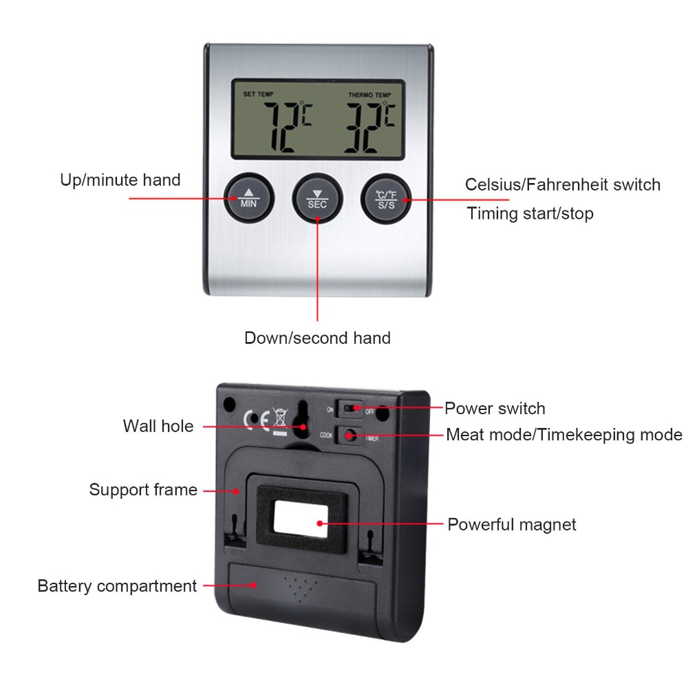Silver Digital BBQ Meat Thermo - Pool Alarm Float reseña y precio