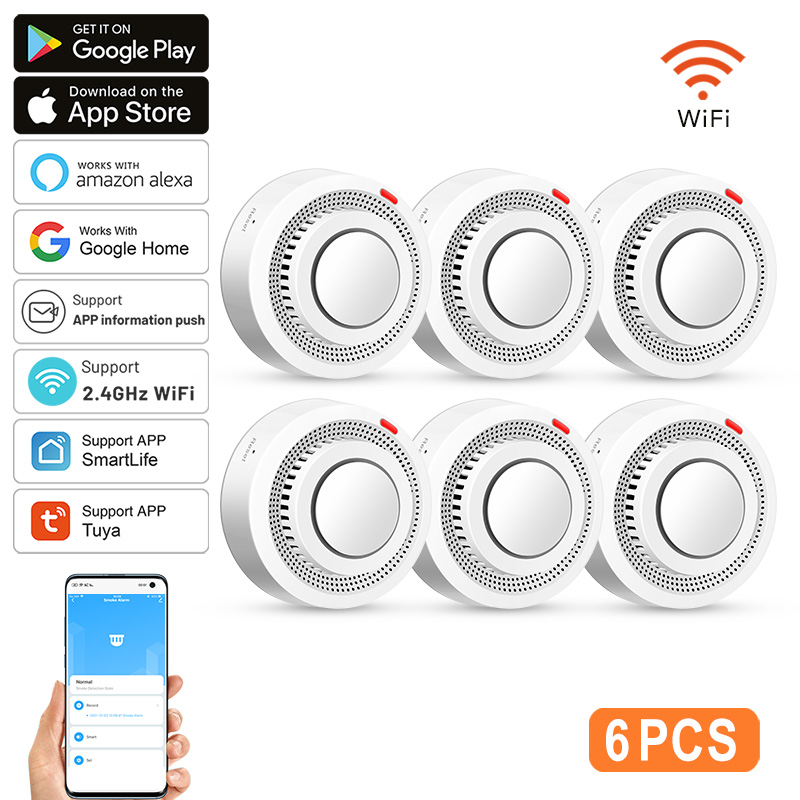 6Pack Tuya WiFi Smart Smoke Se - Smoke Detector Interconnected reseña y precio